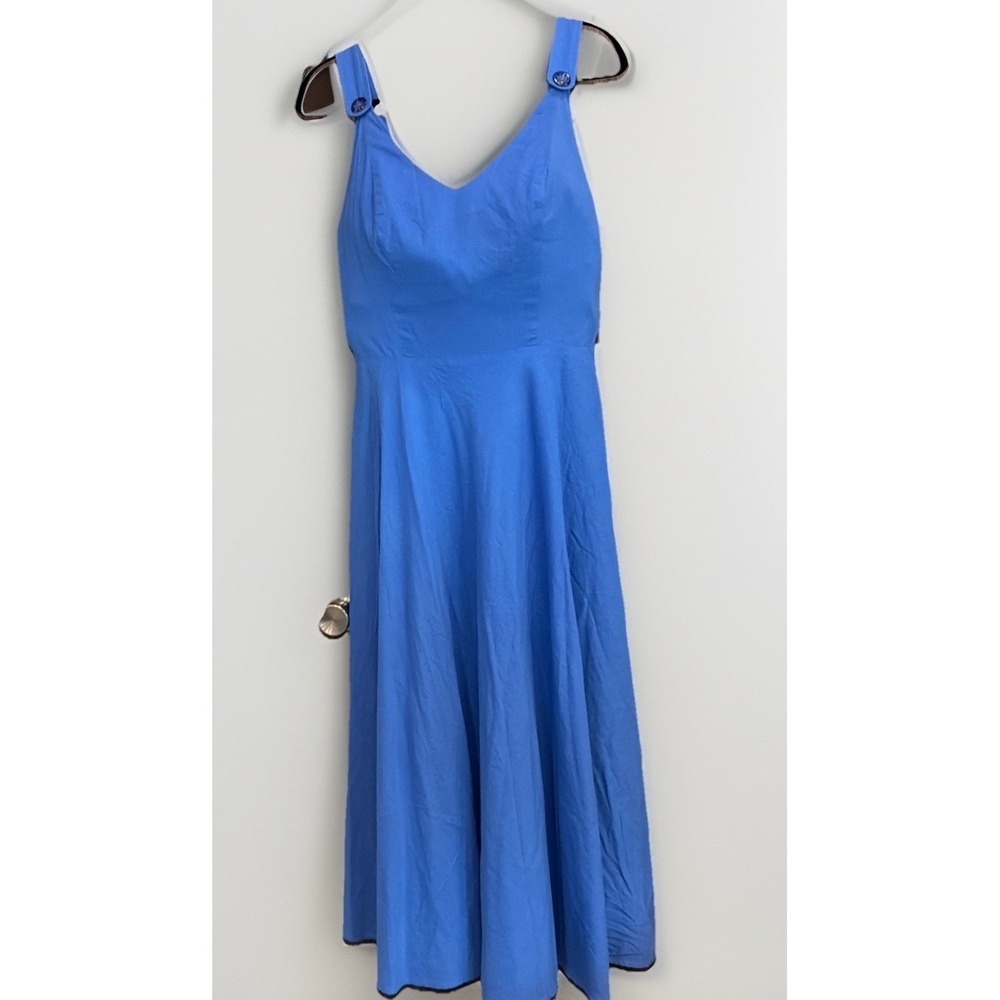 VNTG Cobalt Blue A-Line Midi Dress CottageCore Whimsy LagenCore Meas In Pics 10